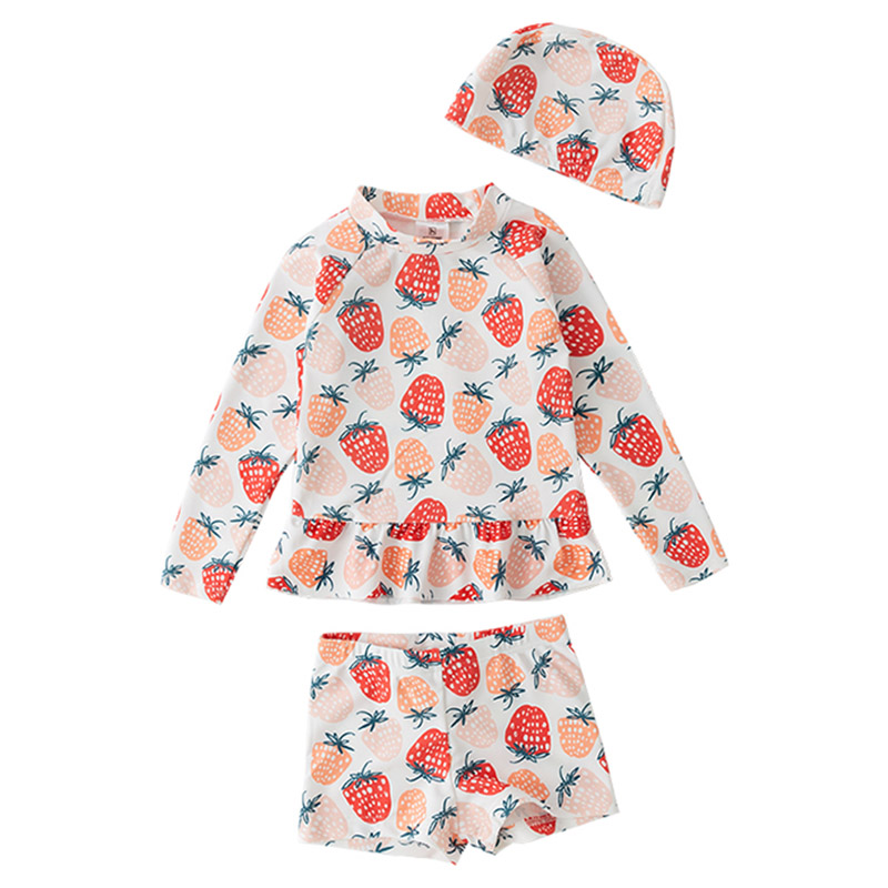 Sugar Rush Set of Swimwear with Cap - Pink - 3 Pcs
