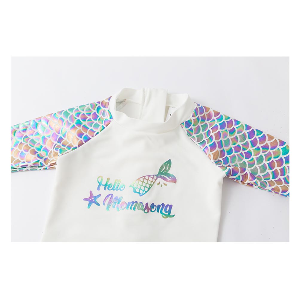 Sugar Rush Full Sleeves Swimsuit & Cap 2pc-Set - White