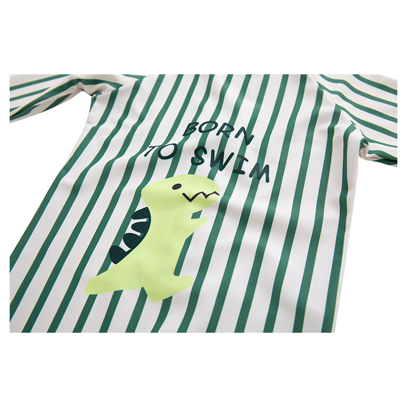 Sugar Rush Striped Classic Full Sleeves Swimwear & Cap Set