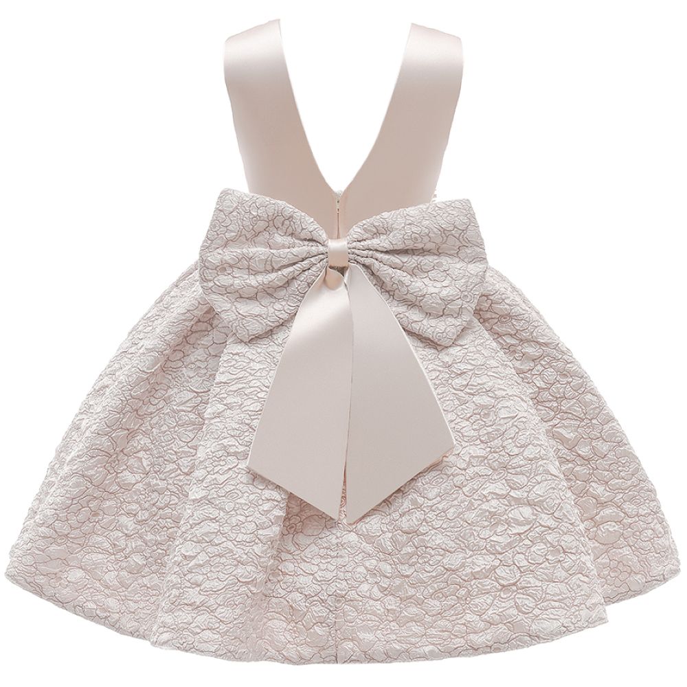 Sugar Rush Embroidered Regular Round Neck Sleeveless Party Dress - Beige