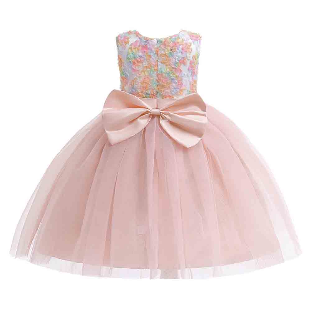 Sugar Rush Embroidered Round Neck Party Dress - Pink
