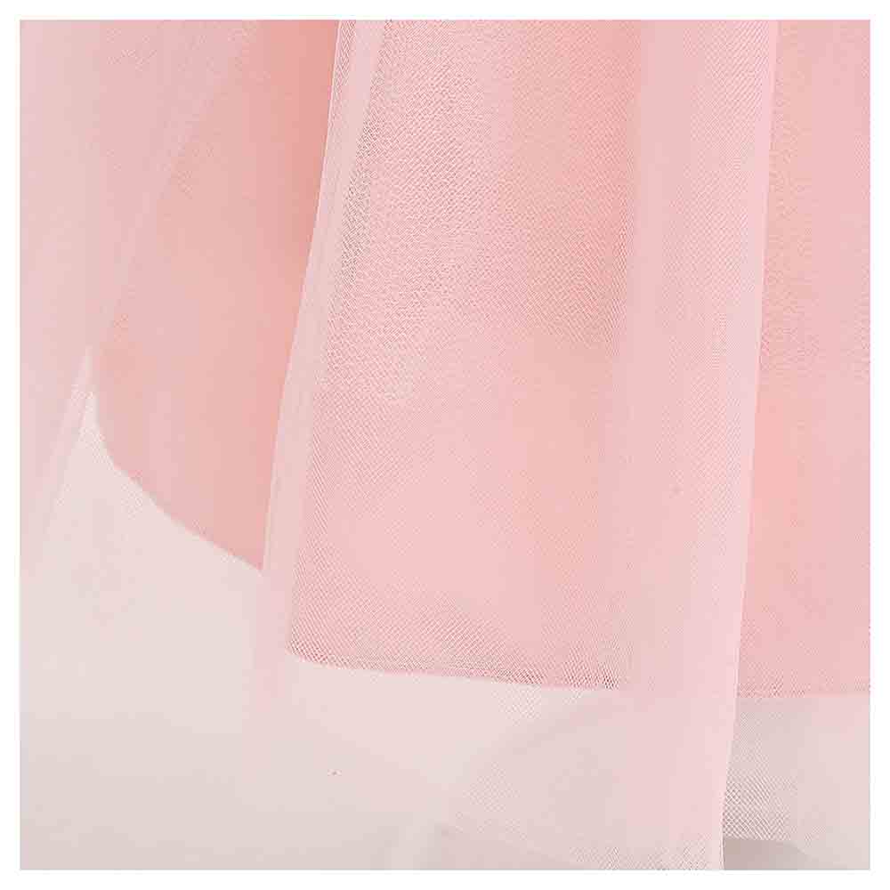 Sugar Rush Embroidered Round Neck Party Dress - Pink