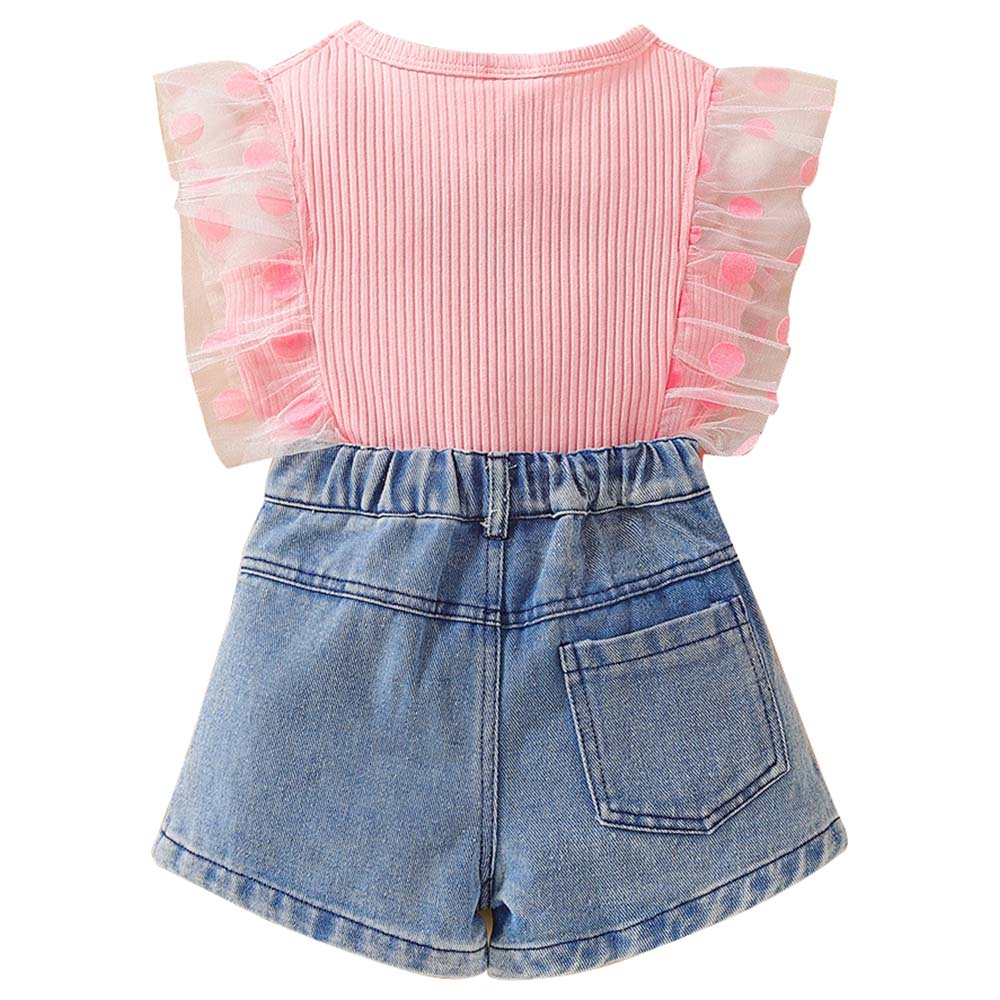 Sugar Rush Cap Sleeves Top & Shorts - Pink - 2 Pcs