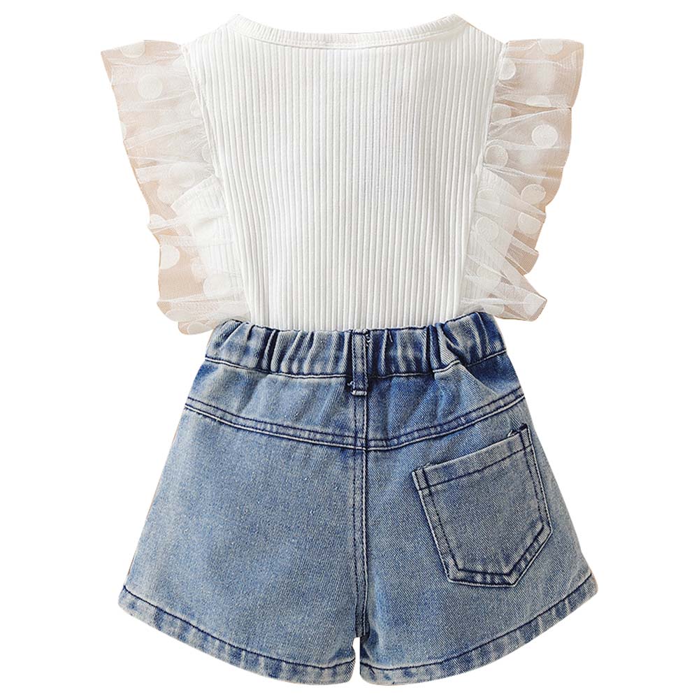 Sugar Rush Cap Sleeves Top & Shorts - White - 2 Pcs