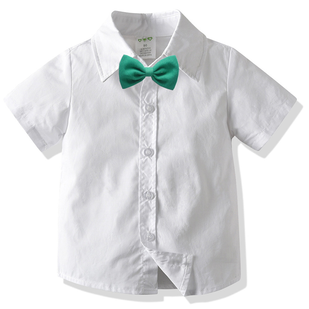 Sugar Rush Plain Bow Short Sleeves Shirt - White