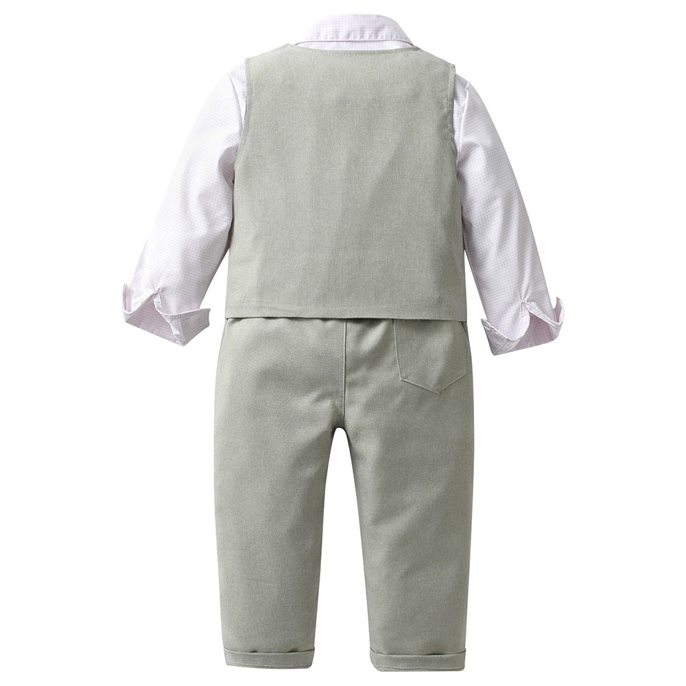 Sugar Rush Checked Full Sleeves Party Wear - Green - 3 Pcs