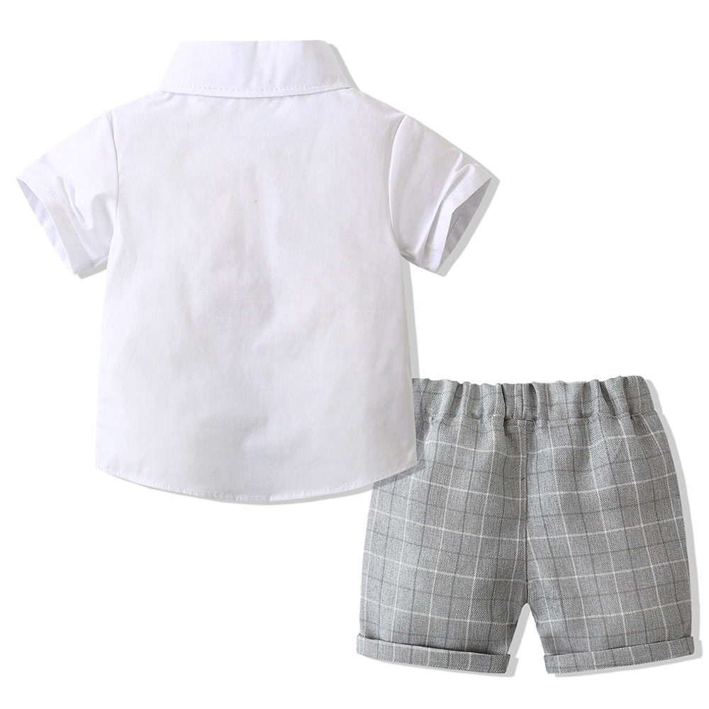 Sugar Rush Checked Classic Shirt & Shorts - Grey - 2 Pcs