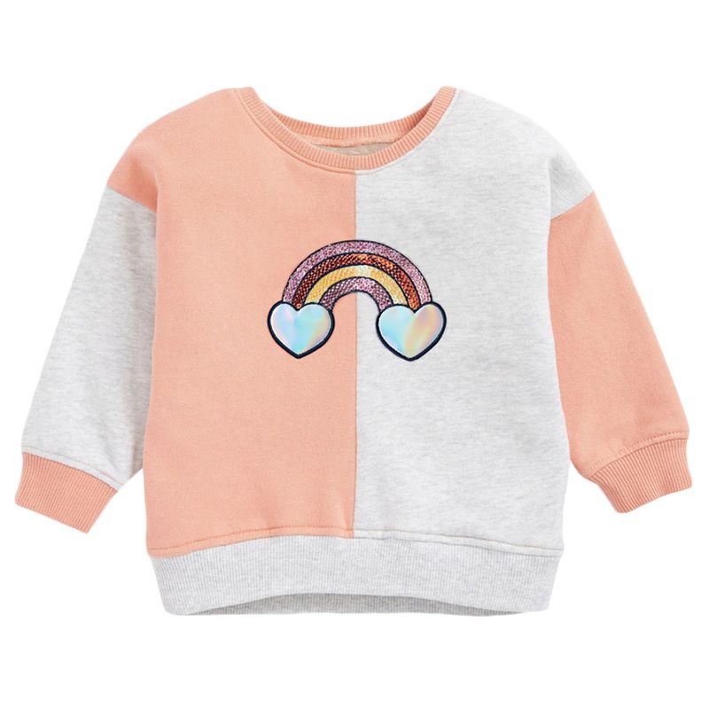 Sugar Rush Two-tone Rainbow Sweatshirt - Peach/Grey