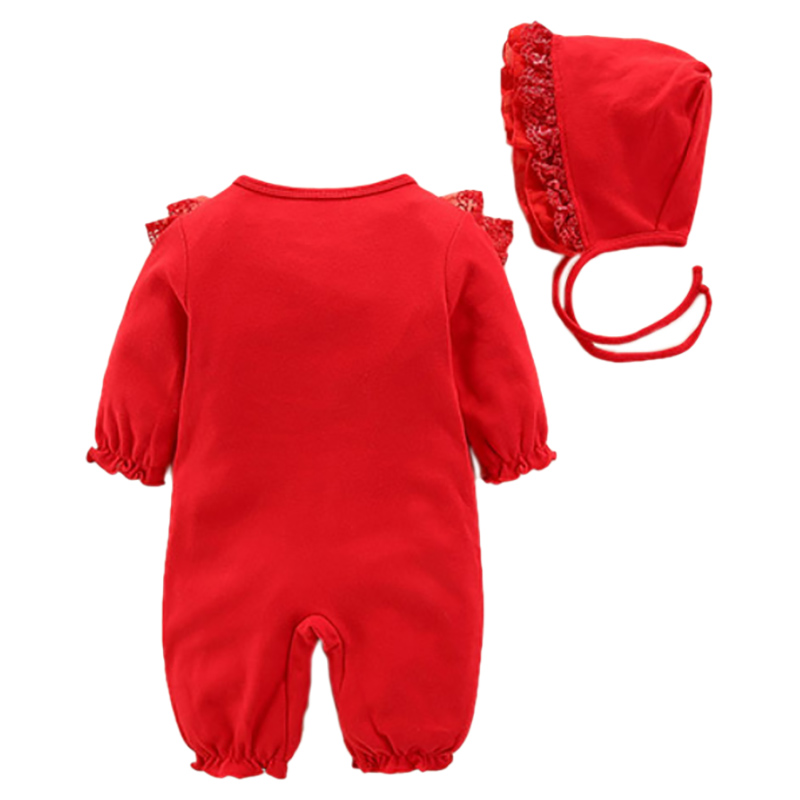 Sugar Rush Laced Romper with Cap - Red