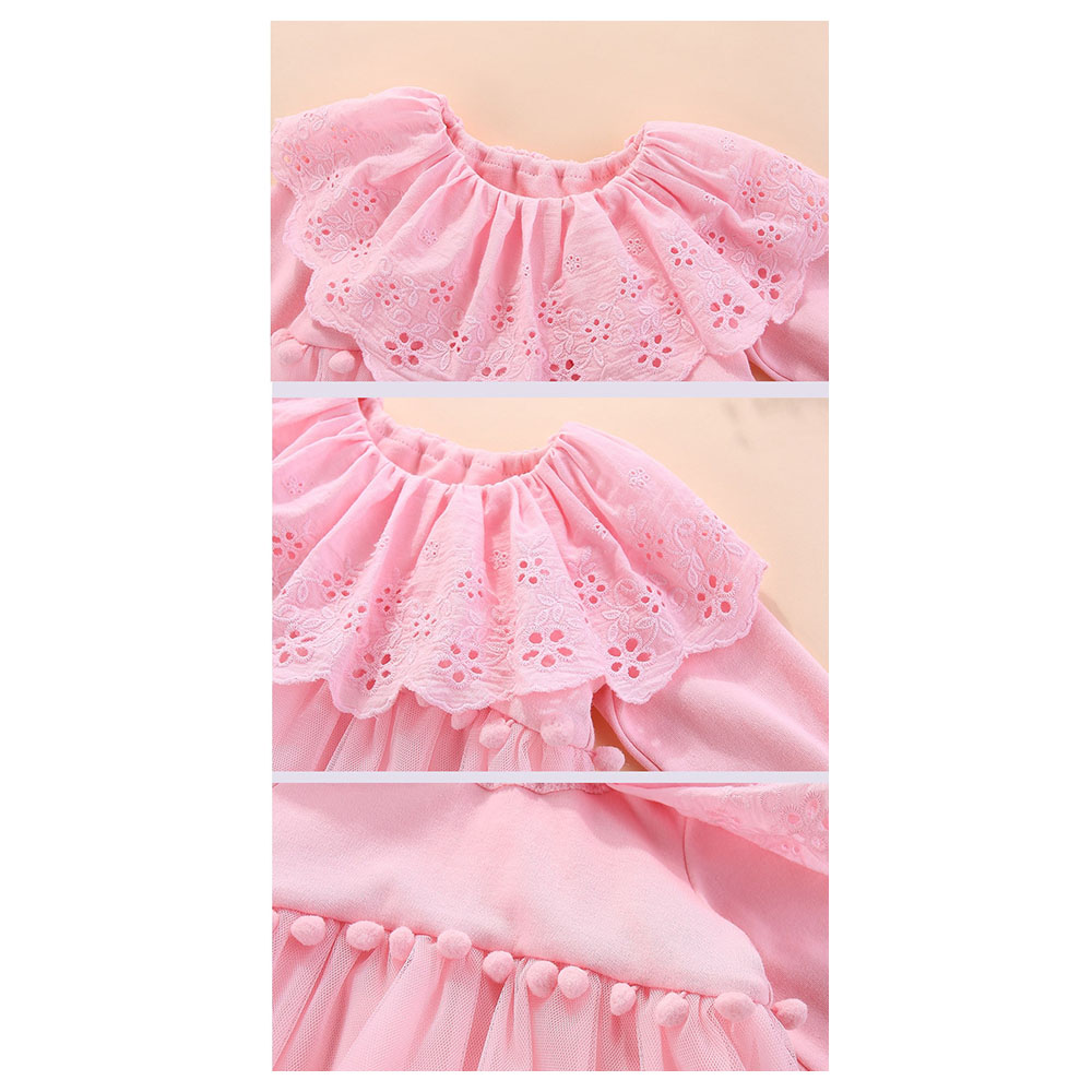 Sugar Rush Appliqued Round Neck Romper Pink_0m-12m