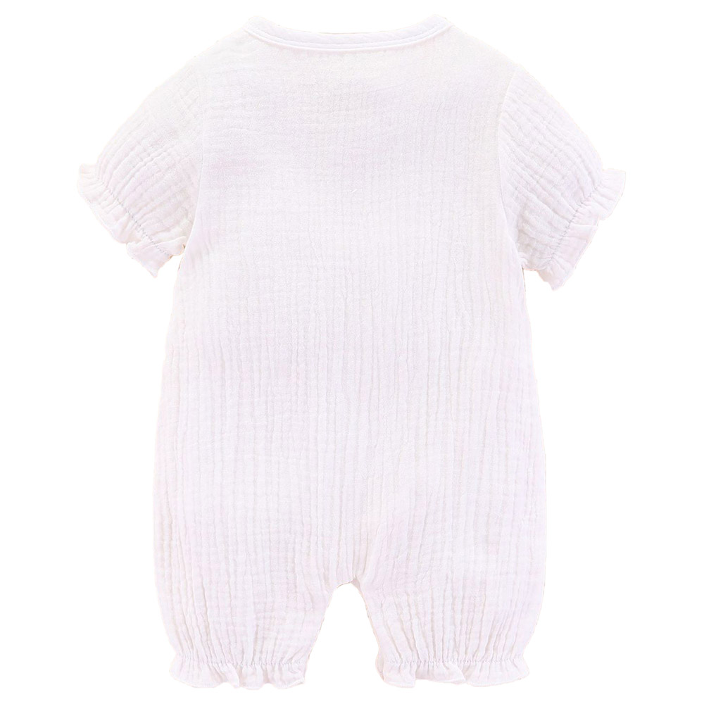 Sugar Rush Laced Round Neck Romper - White