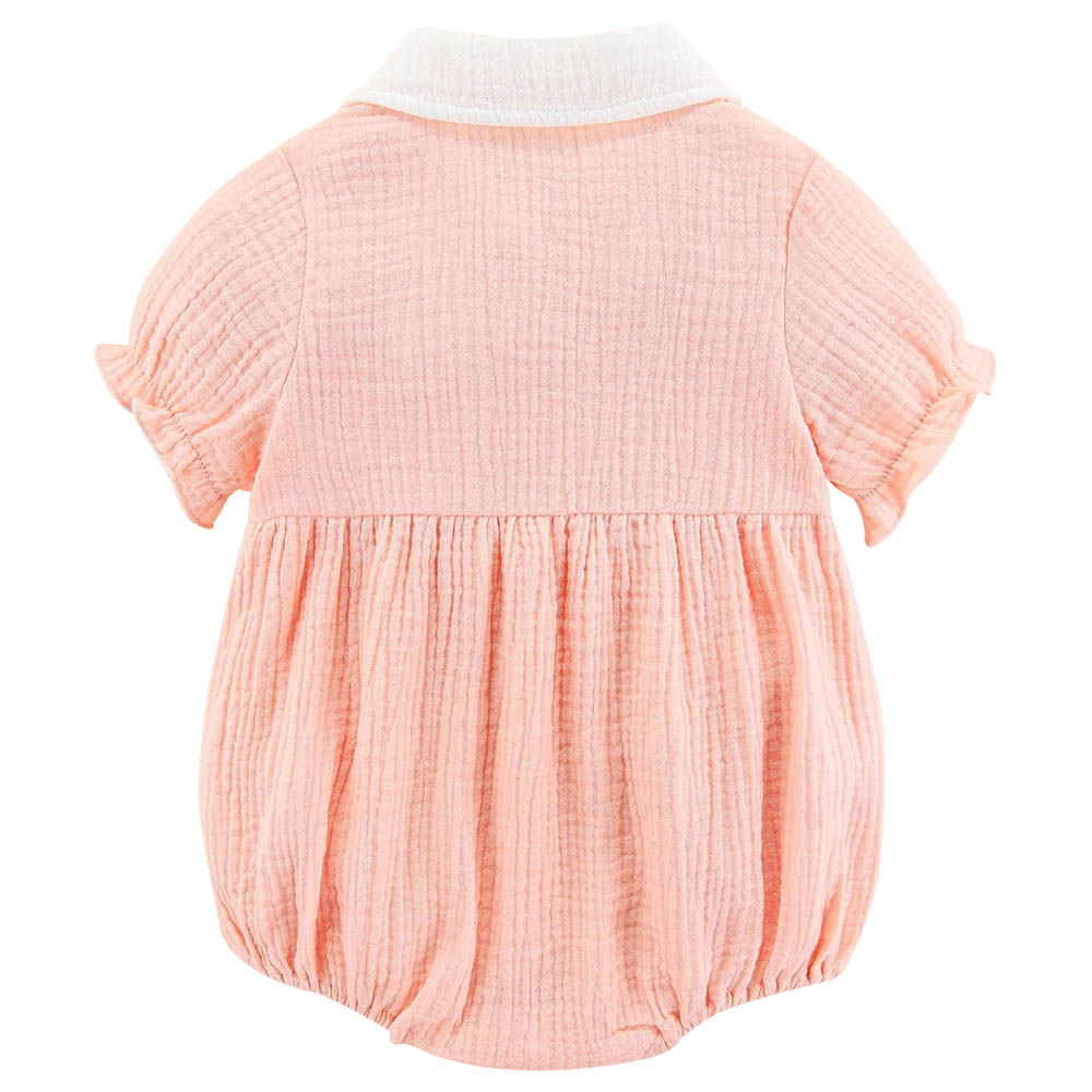 Sugar Rush Appliqued Short Sleeves Romper - Pink