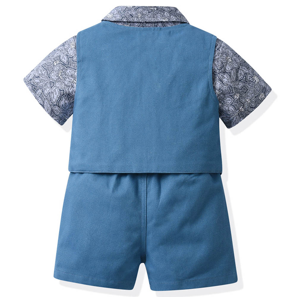 Sugar Rush Floral Short Sleeves Party Wear - Blue - 3 Pcs