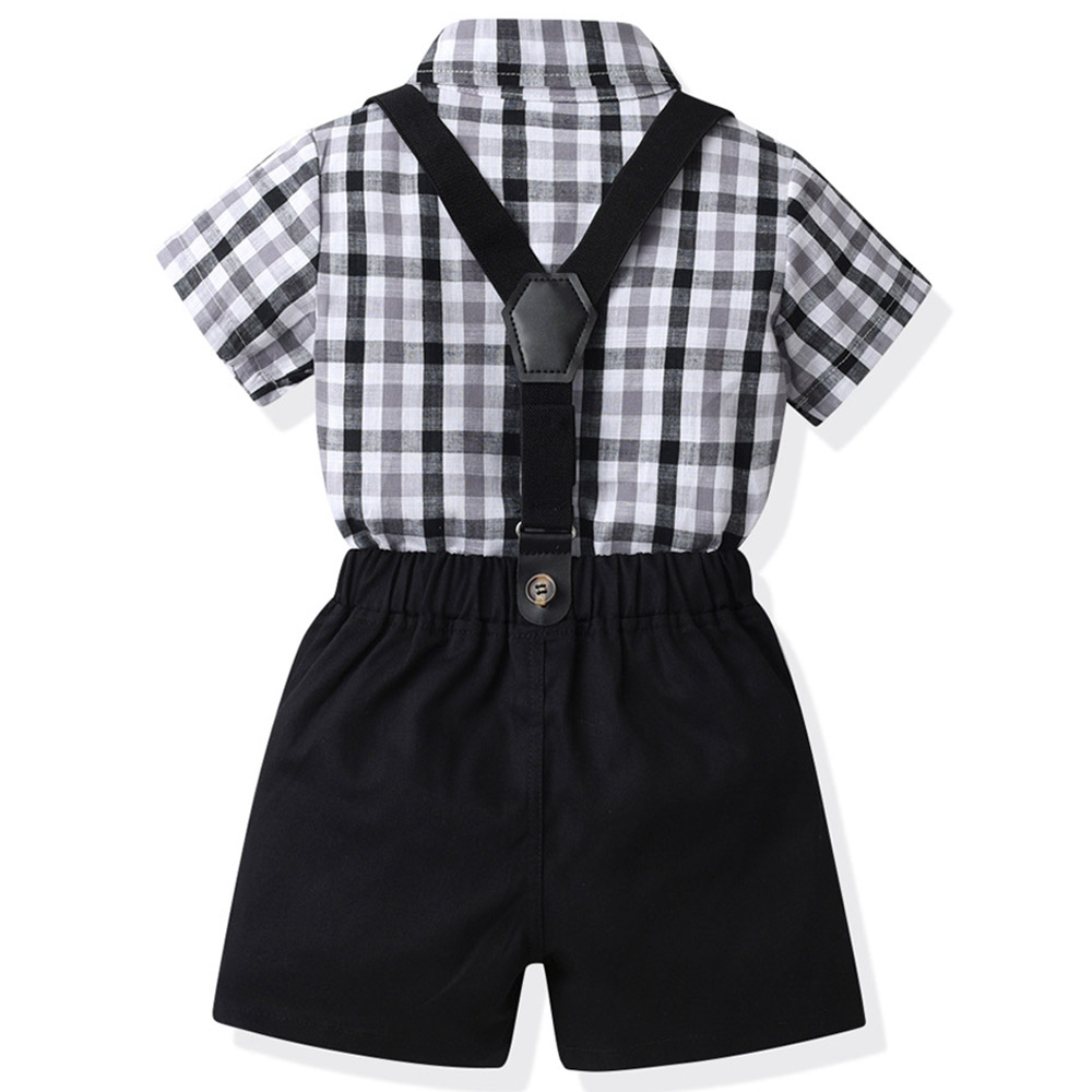 Sugar Rush Boys Checked Shirt & Shorts - Black - 2 Pcs