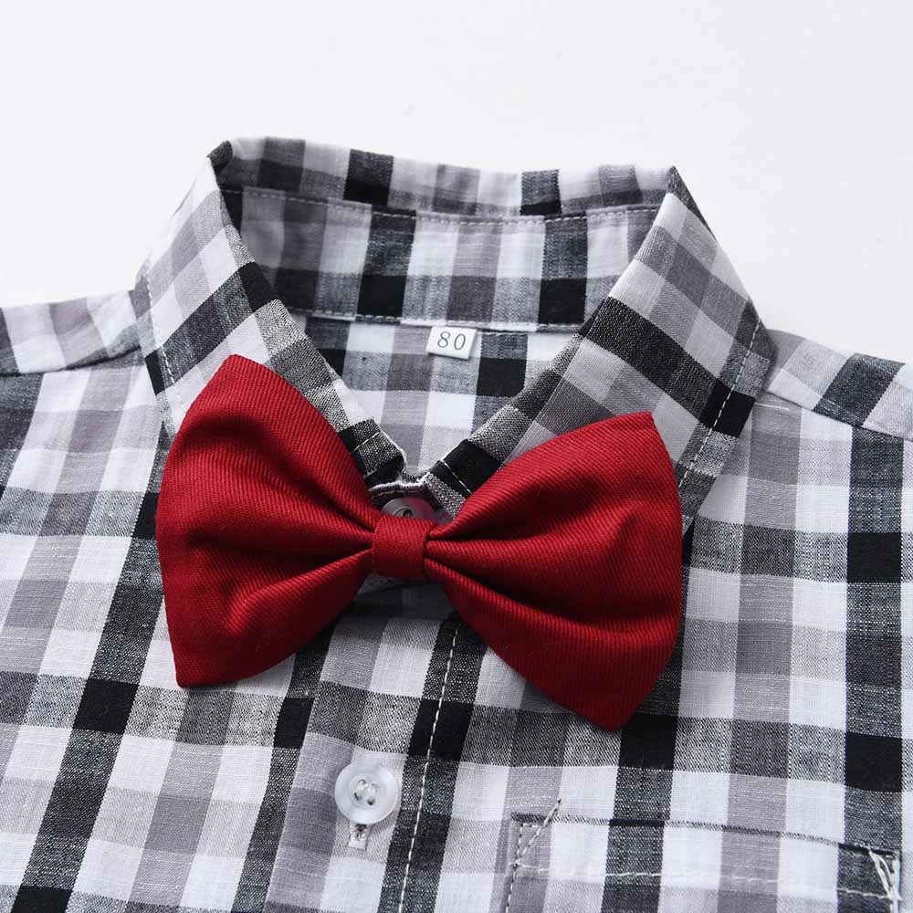 Sugar Rush Boys Checked Shirt & Shorts - Black - 2 Pcs