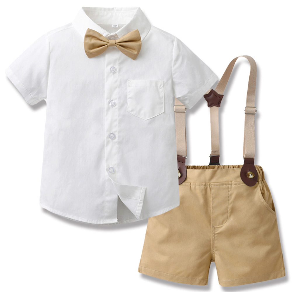 Sugar Rush Boys Solid Shirt & Shorts - Khaki - 2 Pcs