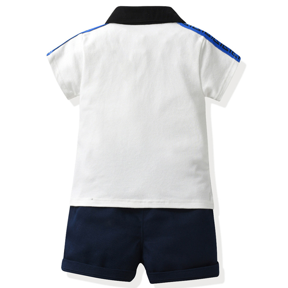 Sugar Rush Boys Solid Polo T-Shirt & Shorts - White - 2 Pcs