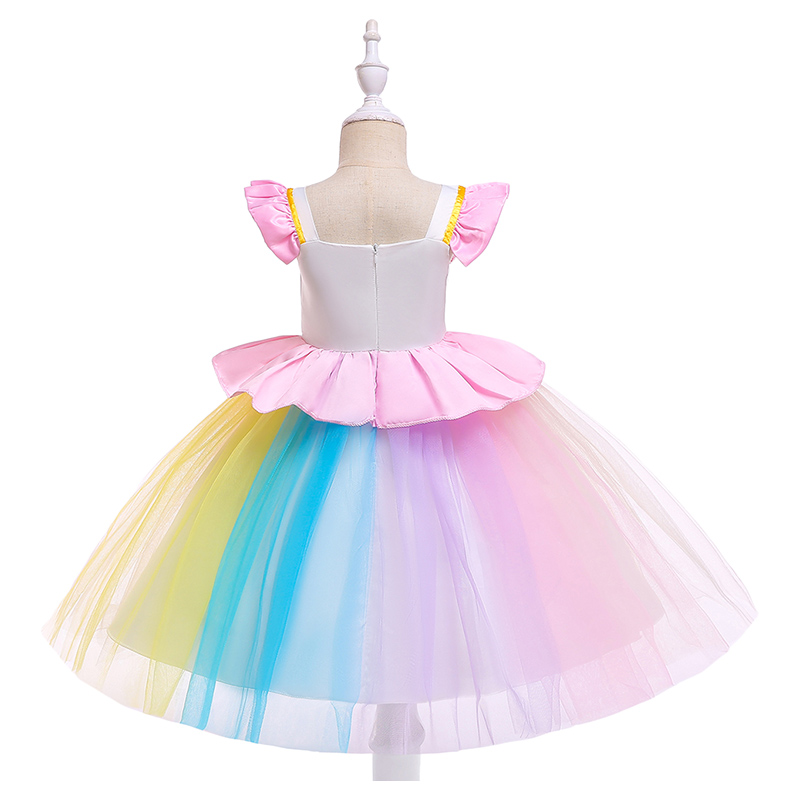 Super Cute Unicorn Printed Tutu Party Dress - Pink