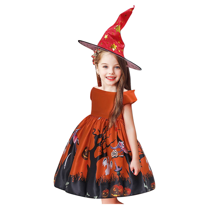 Super Cute Halloween Printed Party Dress - Red