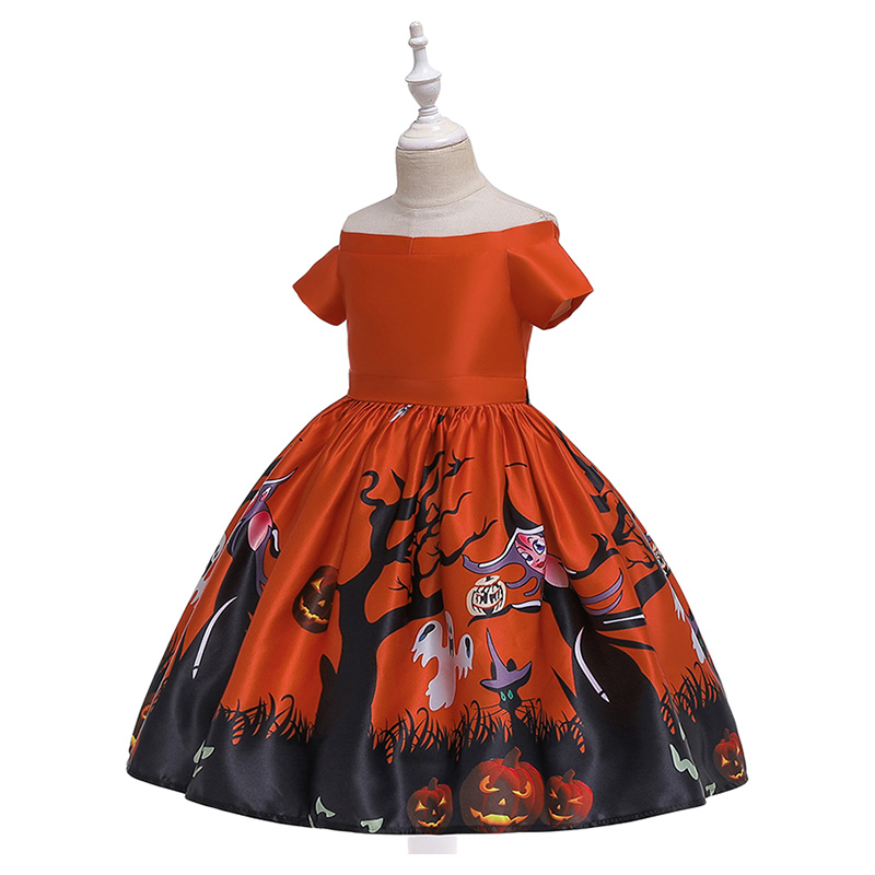 Super Cute Halloween Printed Party Dress - Red