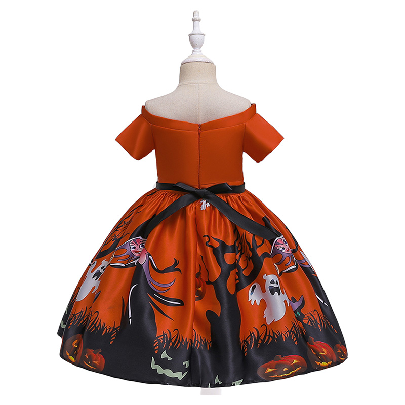 Super Cute Halloween Printed Party Dress - Red