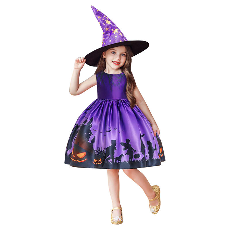 Super Cute Jack-o'-lantern Party Dress - Purple