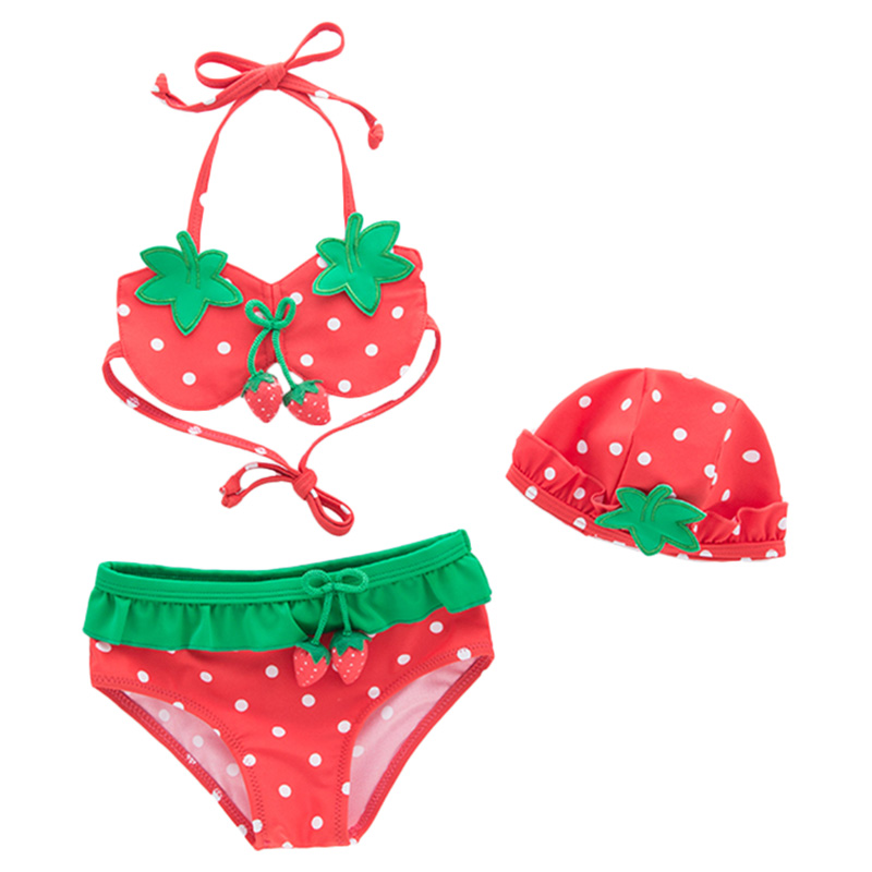Sugar Rush Swimwear of Top, Bottom & Hat - Red - 3 Pcs