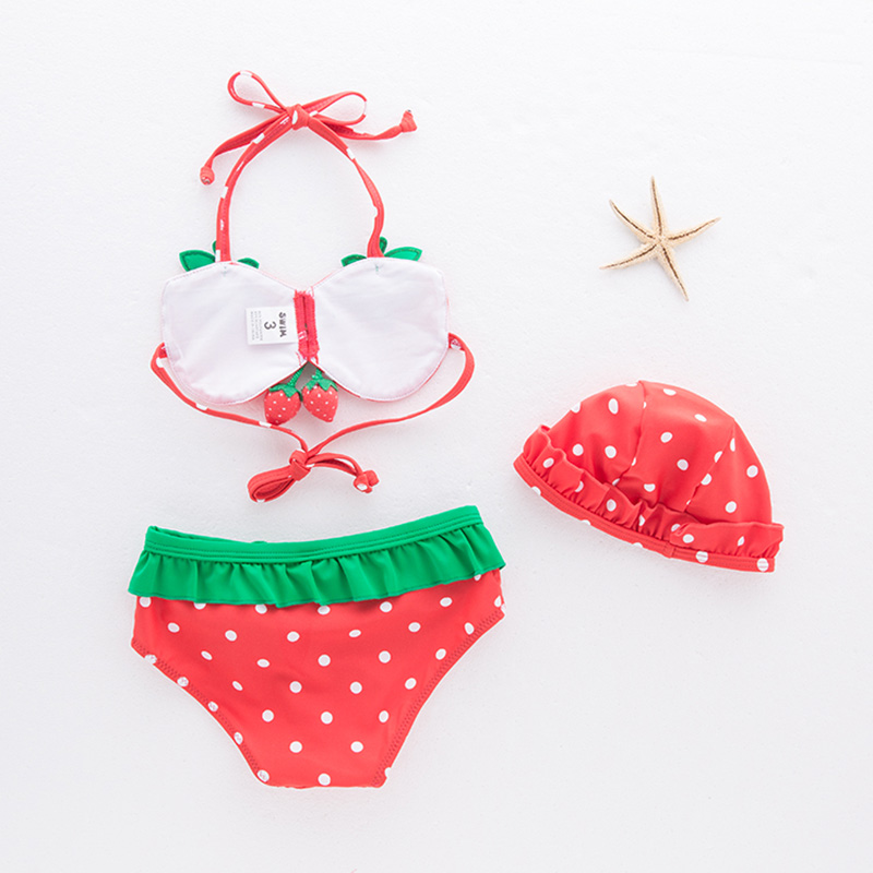 Sugar Rush Swimwear of Top, Bottom & Hat - Red - 3 Pcs