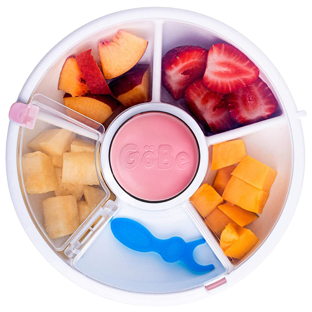 Gobe Snack Spinner - 5 Compartments - Coral Pink
