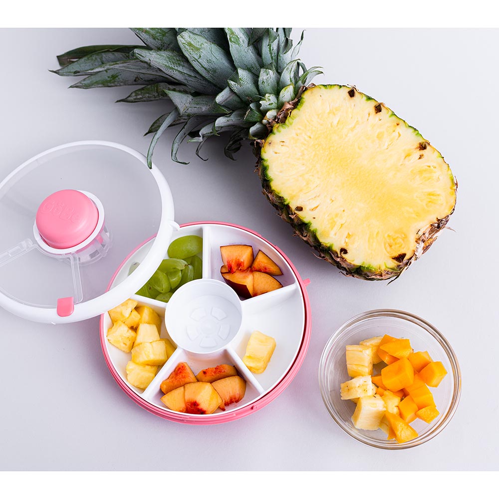 Gobe Snack Spinner - 5 Compartments - Coral Pink