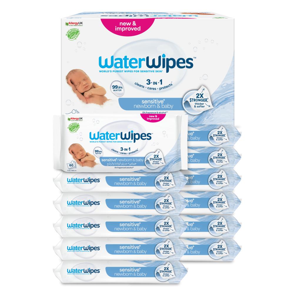 WaterWipes - Sensitive+ Baby Wipes, Unscented, 99.9% Water - 720 Count
