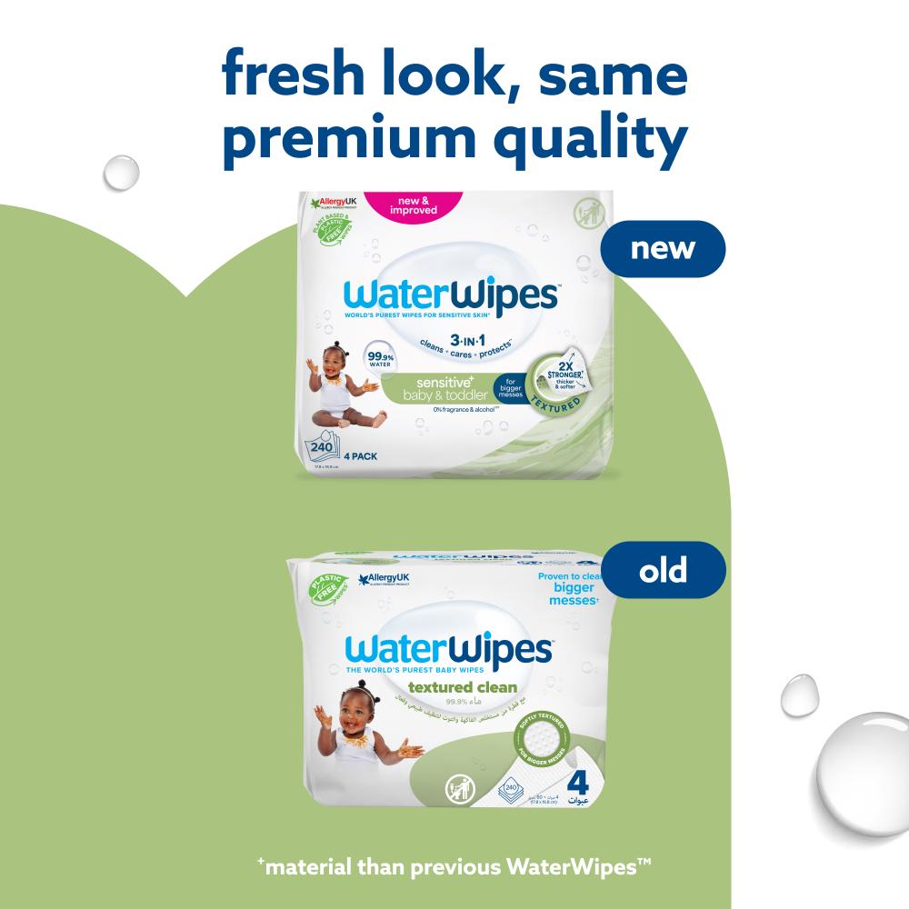 WaterWipes Baby & Toddler Wipes, 99.9% Water, Textured - 240 Count