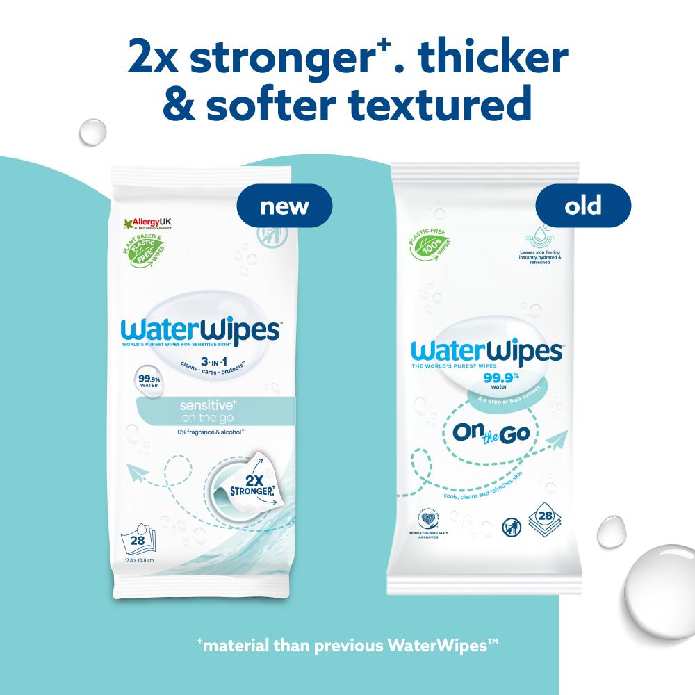 WaterWipes - Sensitive+ On-The-Go Wipes, Unscented - 28 Count