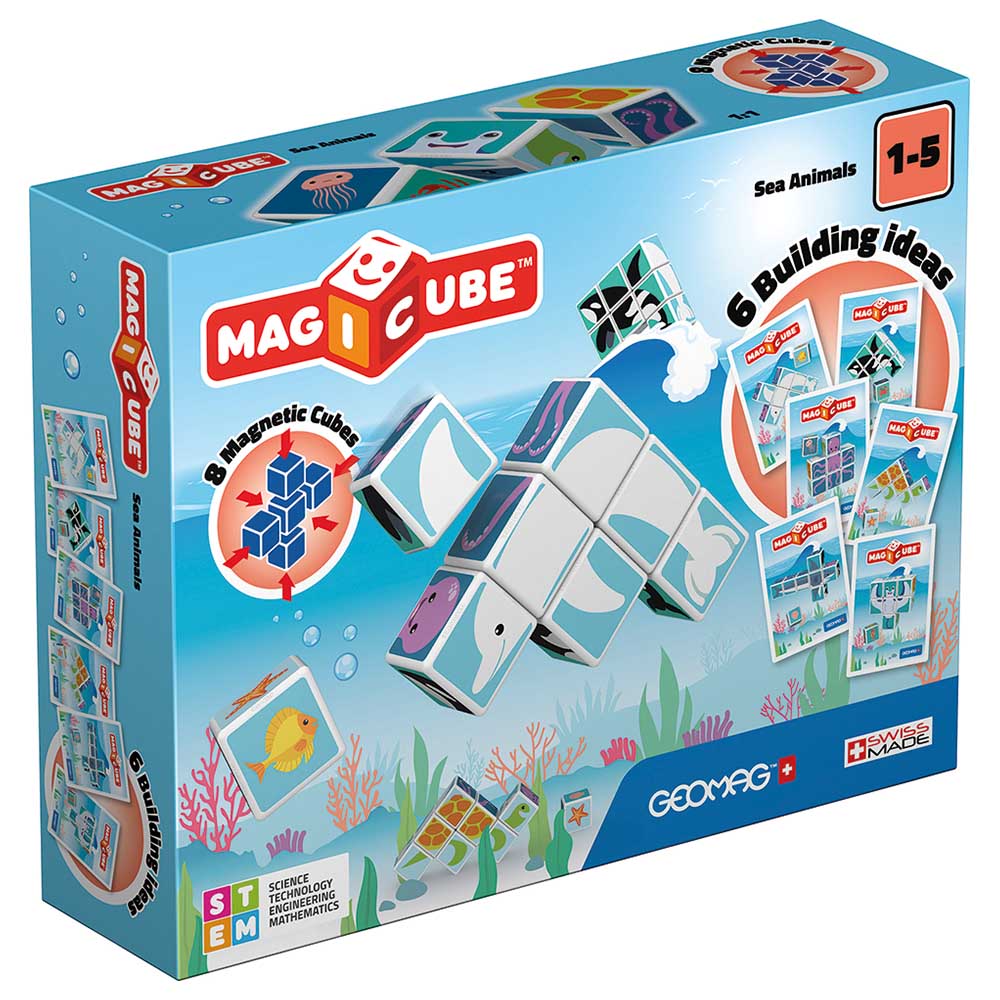 Geomag - Printed Sea Animals Magicube With Cards 11pcs