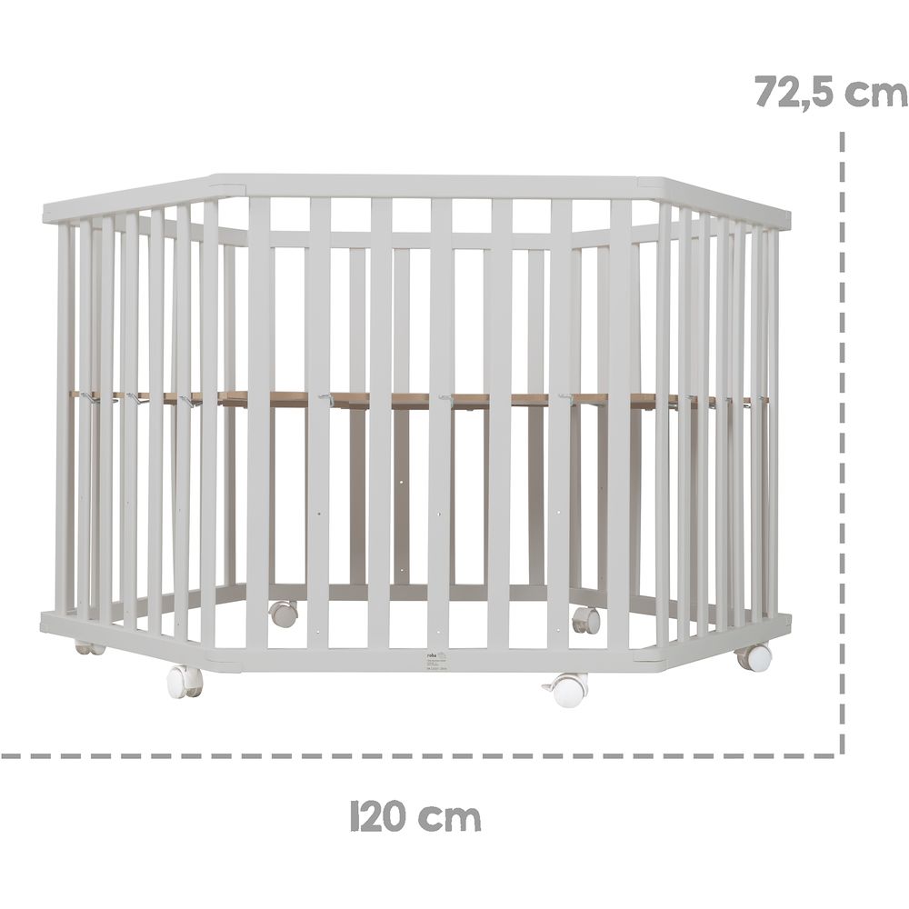 Roba - Wooden Hexagonal Playpen With Soft Insert & Bumper 99 x 114 cm - Taupe