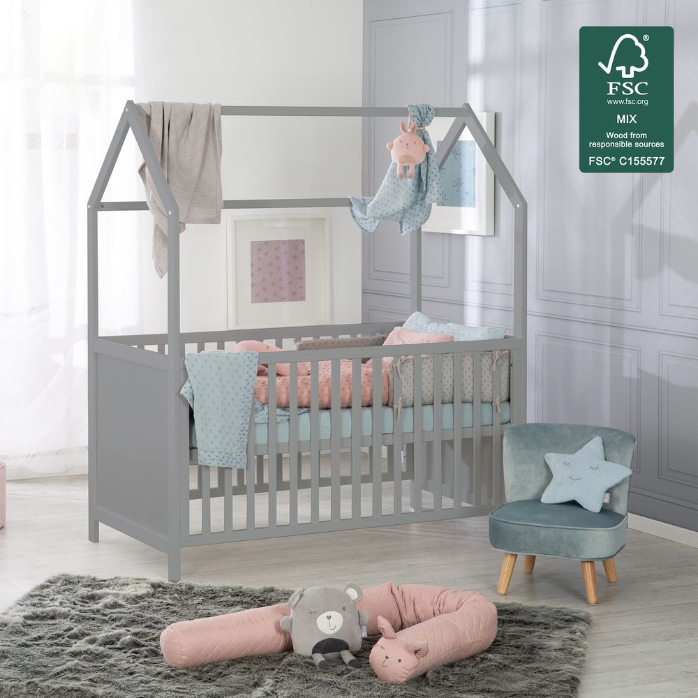 Roba Convertible Wooden House Bed To Toddler Bed 70x140cm - Taupe