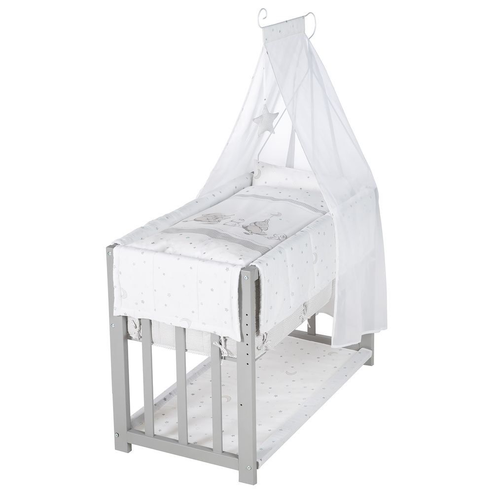 Roba 4-In-1 Convertible Bedside Crib 45 x 90 cm With Bedding Set & Accessories