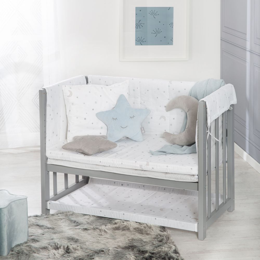 Roba 4-In-1 Convertible Bedside Crib 45 x 90 cm With Bedding Set & Accessories