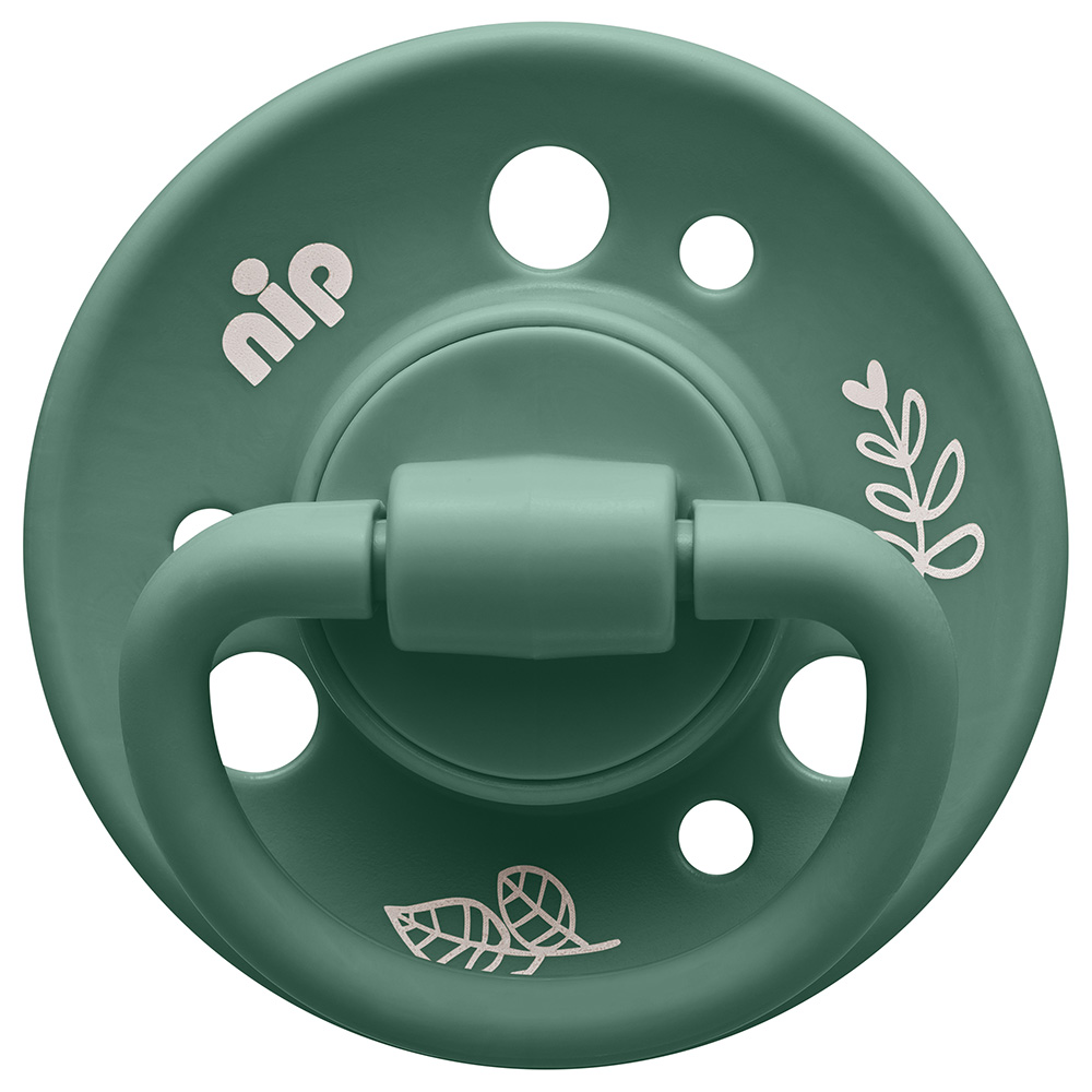 Nip - Cherry Round Soother - Beige/Dark Green - 6M+