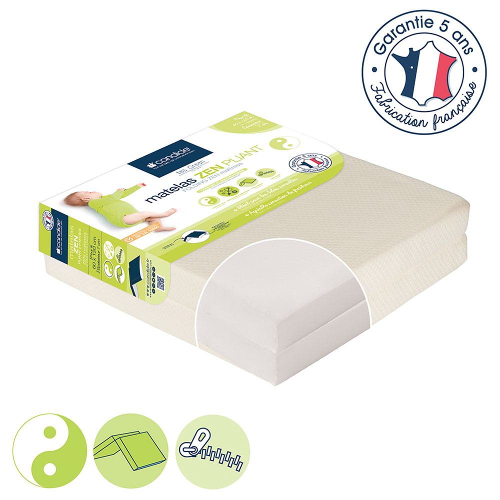 Candide Zen Foldable Mattress With Removable Cover - 60 x 120 cm
