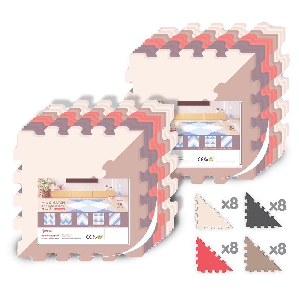 Sunta - 4-Colours Triangle Puzzle Floor Mat 32pcs