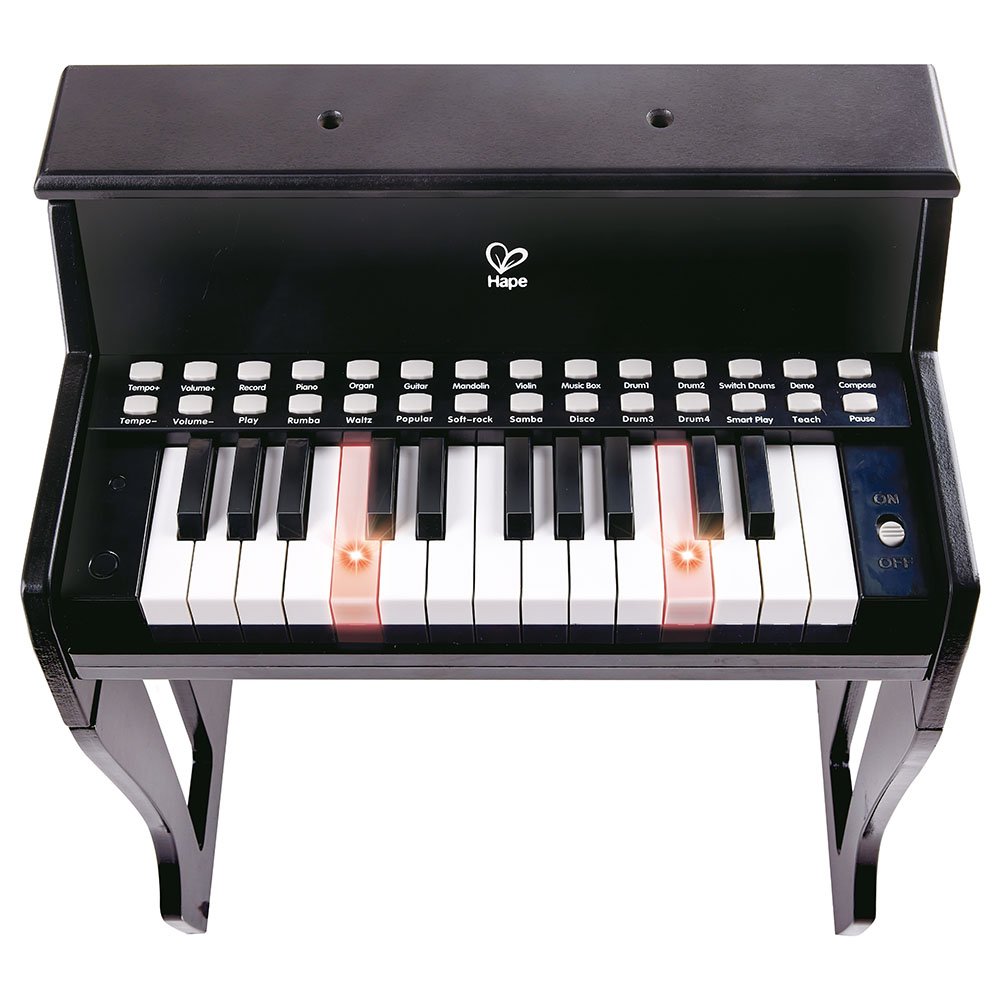 Hape - Electric Piano With Lights & Stool - Black