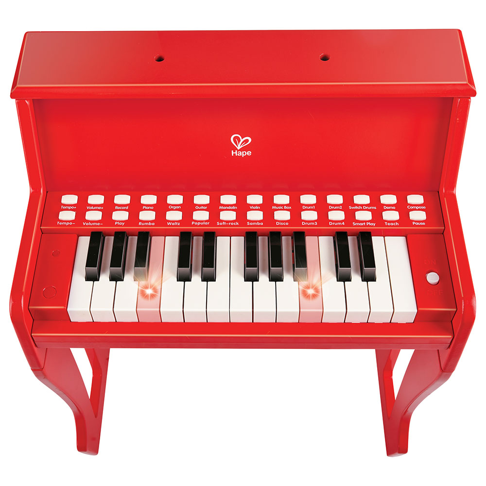 Hape - 25-key Electric Musical Piano With Lights & Stool - Red