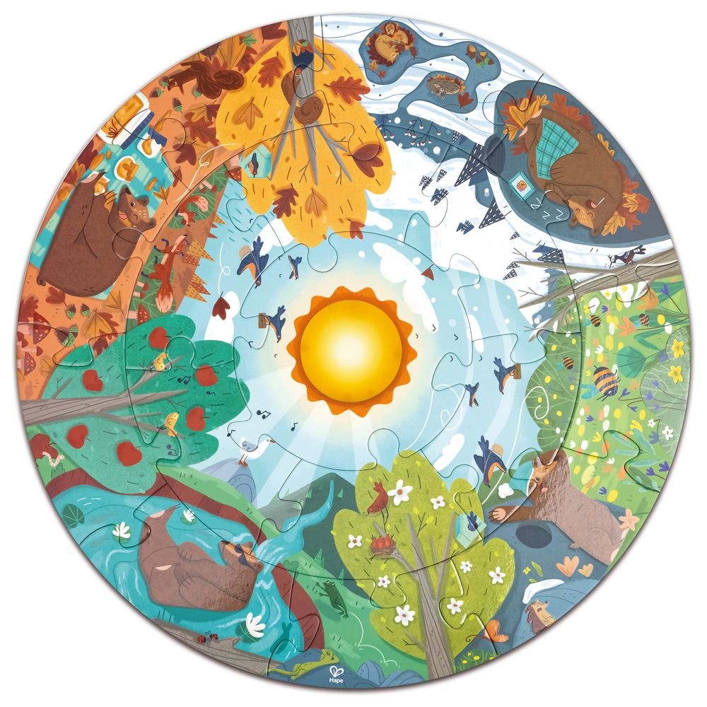Hape - Four Seasons Floor Puzzle With LED Sun 16pcs