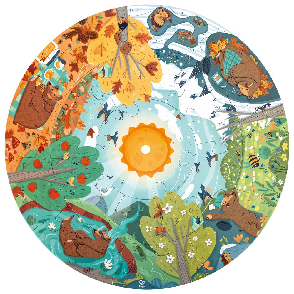 Hape - Four Seasons Floor Puzzle With LED Sun 16pcs
