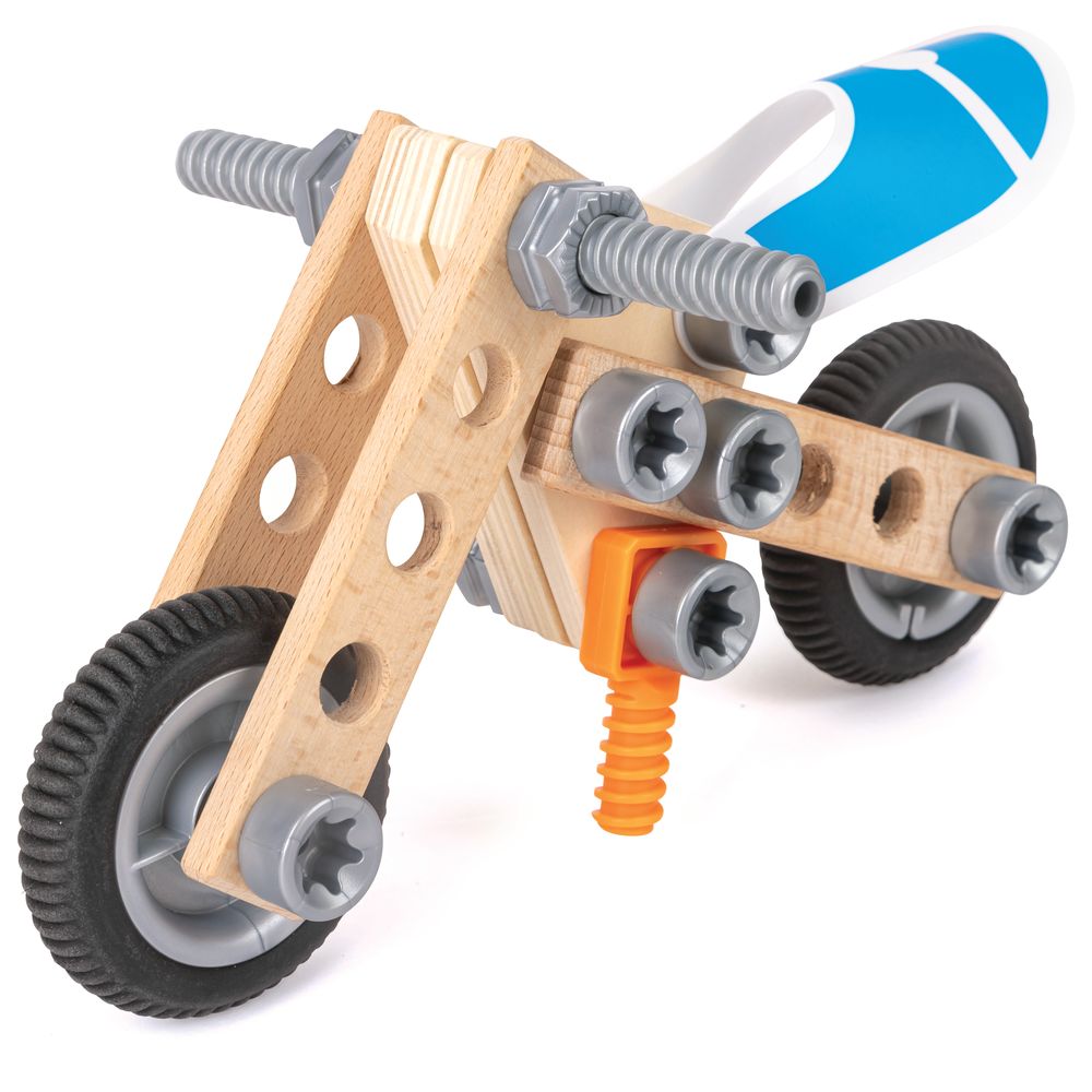 Hape - Build 'n' Drive Wooden Motorbike Set STEAM Toy 34pcs