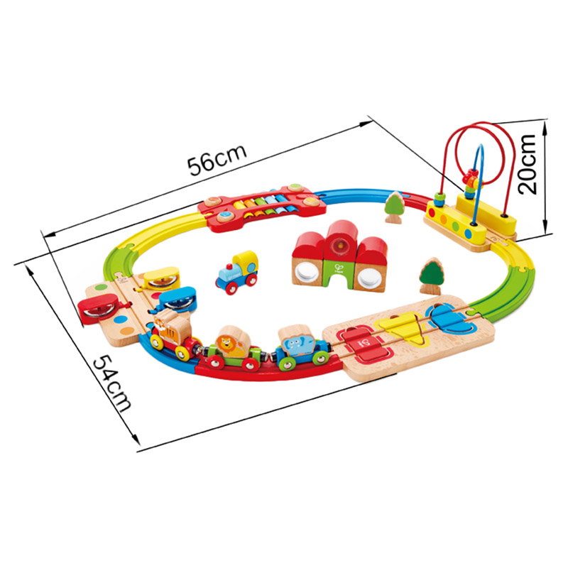 Hape - Rainbow Puzzle Wooden Railway Train Set - 30pcs