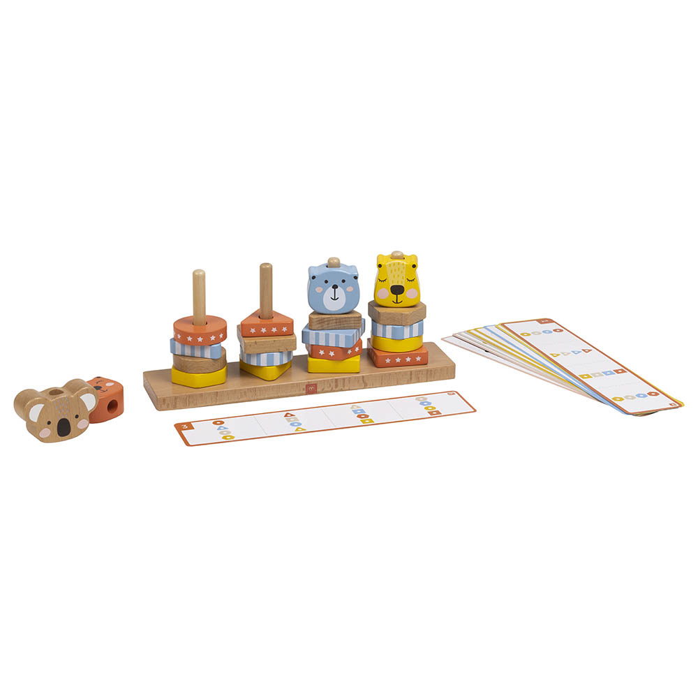 Eurekakids - Geo Animals Wooden Stacking Toy With Activity Cards