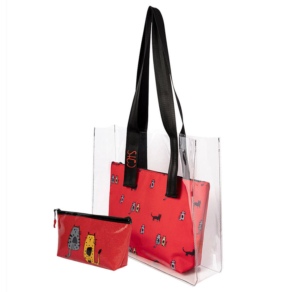 BiggDesign - Cats Print Clear Bag & Travel Makeup Bag