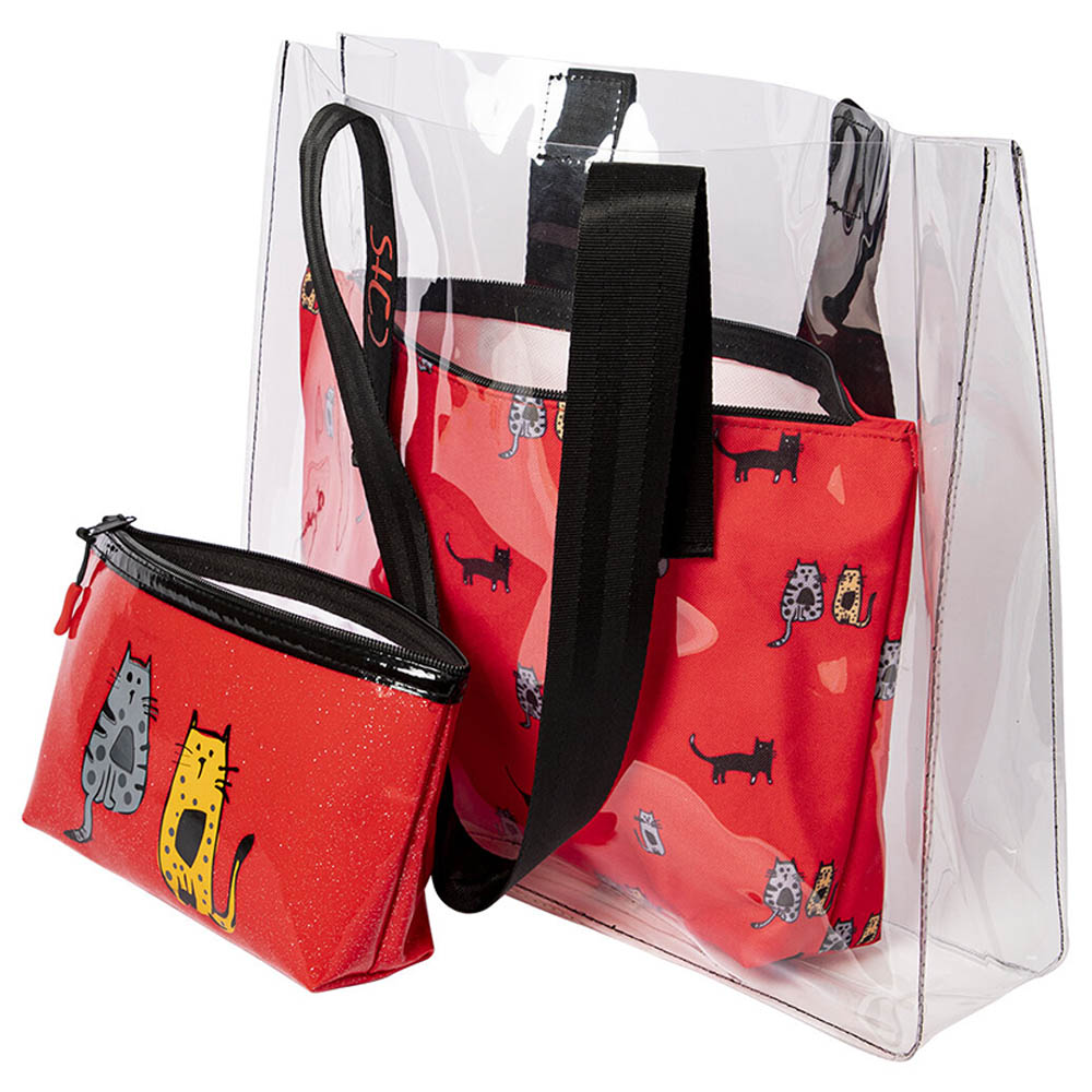 BiggDesign - Cats Print Clear Bag & Travel Makeup Bag